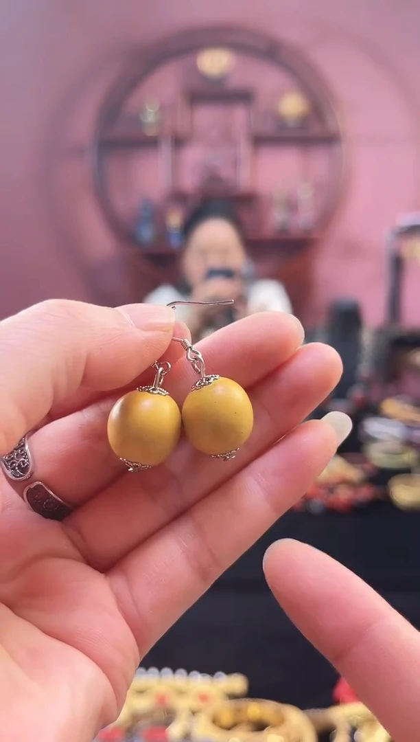 非遗 大漆耳饰 黄色