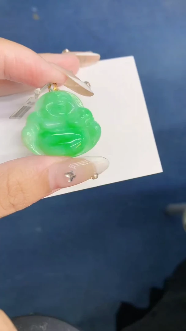 翡翠18K金镶嵌吊坠(不含链)1
