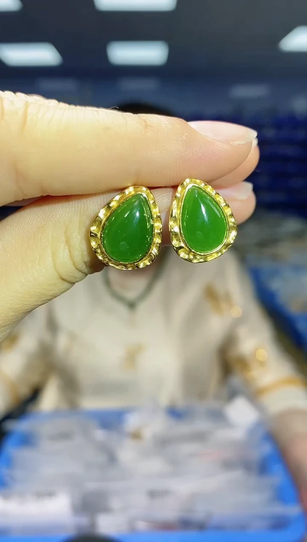 【闪购商品】和田玉耳饰银S925镶嵌  EZ3948