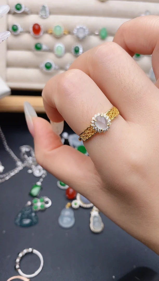 银S925镶嵌戒指翡翠0