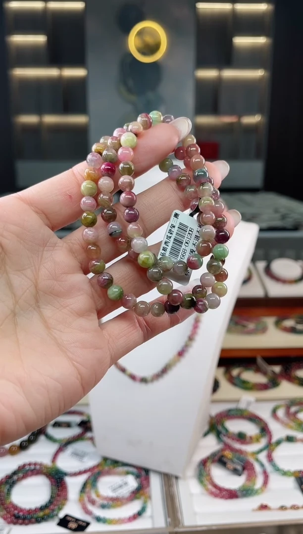 未镶嵌老矿碧玺三圈手串6mm+碧玺（多样性发一条）T