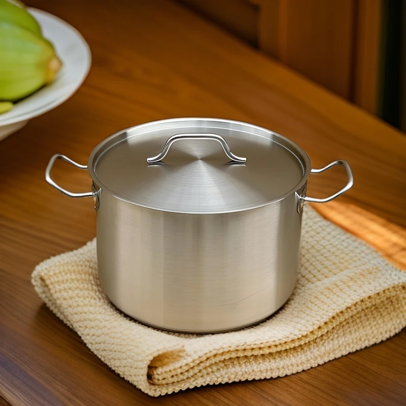 W6 28X18CM外贸不锈钢餐厅大汤锅加厚煲汤锅厨具商用厨房深汤锅