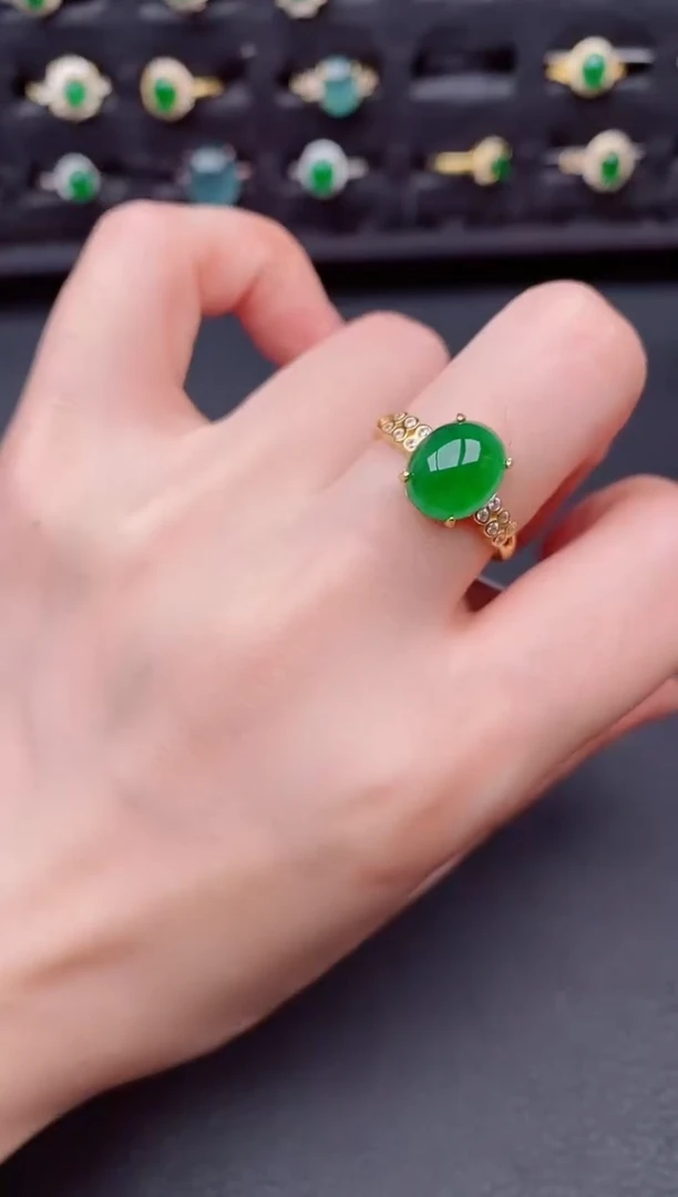 银S925镶嵌戒指翡翠天然a货翡翠57