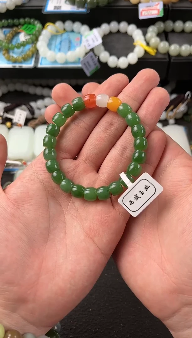 【闪购商品】和田玉手串未镶嵌新疆碧玉直切手串卡9微色差