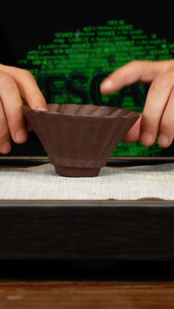 茶壶紫砂紫泥经纹大斗笠