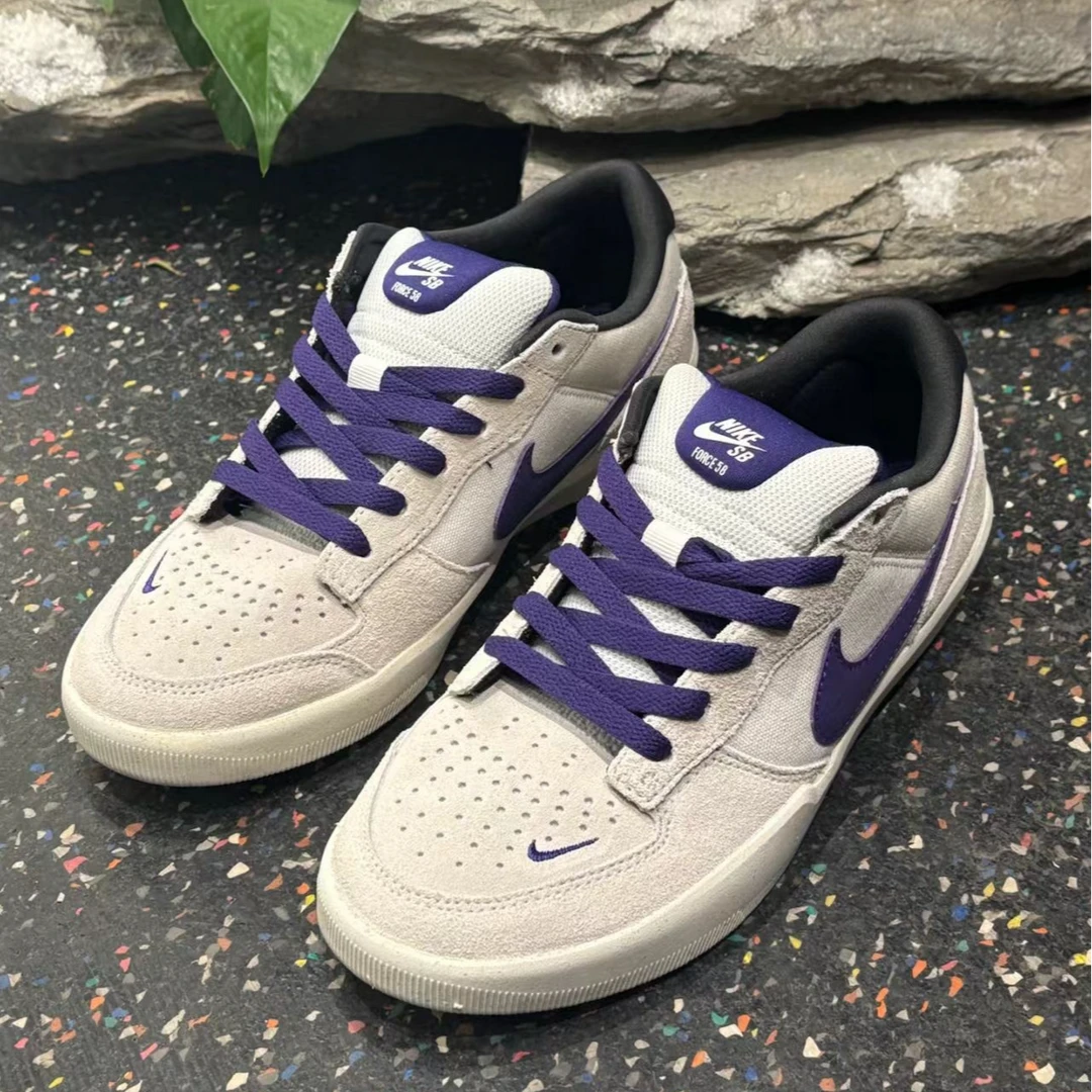 NIKE耐克SB FORCE 58 男款白紫复古防滑耐磨运动休闲板鞋官方正品