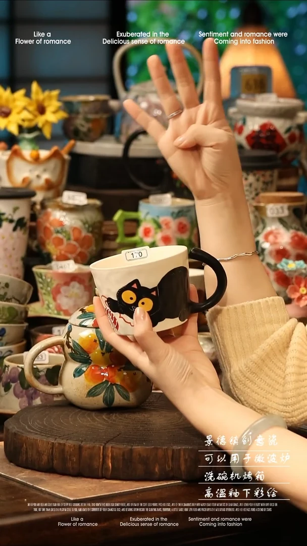 陶瓷景德镇高温釉下彩手工手绘款式@A0763@
