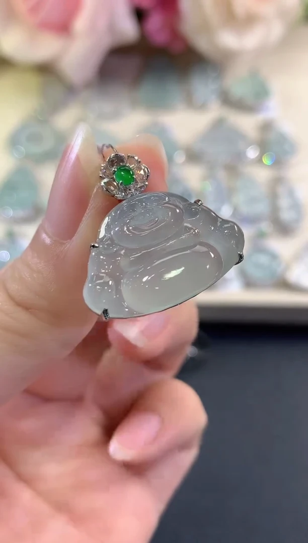 吊坠(不含链)18K金镶嵌翡翠c57