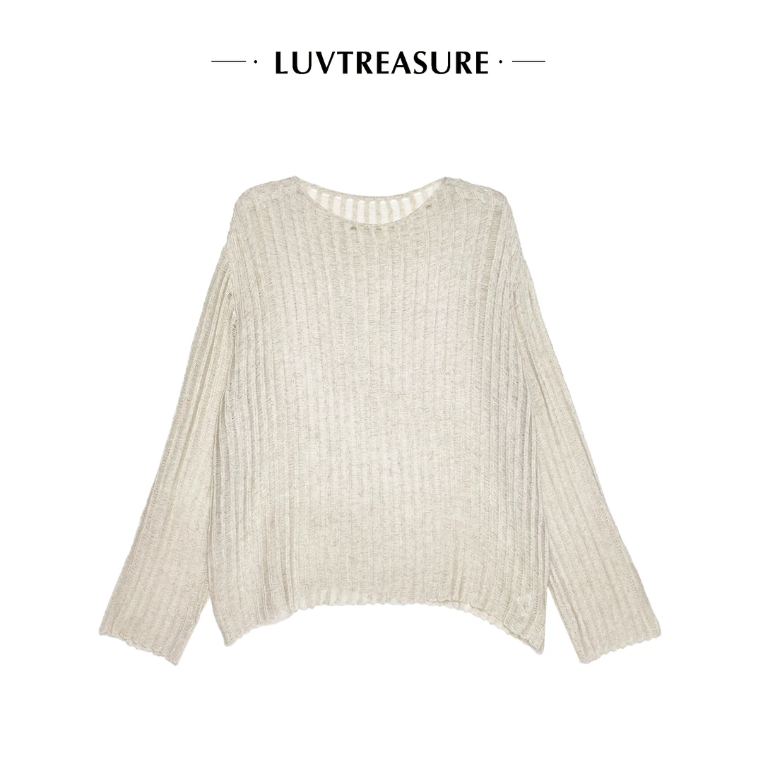 LTS圆领宽松亚麻棉针织衫2819