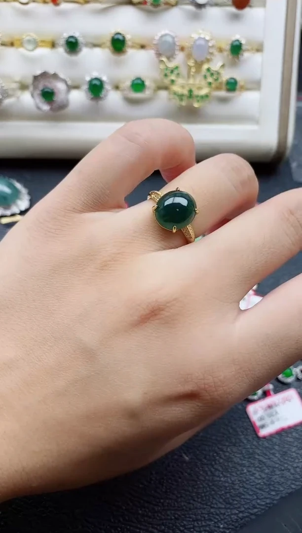 银S925镶嵌戒指翡翠1