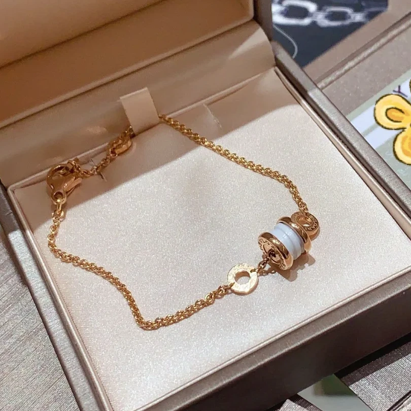 99新 BVLGARI/宝格丽 欢欢活动 小弹簧 手链 18K金 白陶瓷