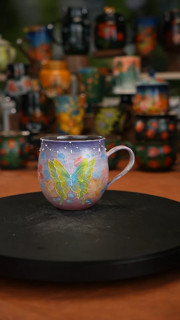 紫砂油画手绘釉下彩