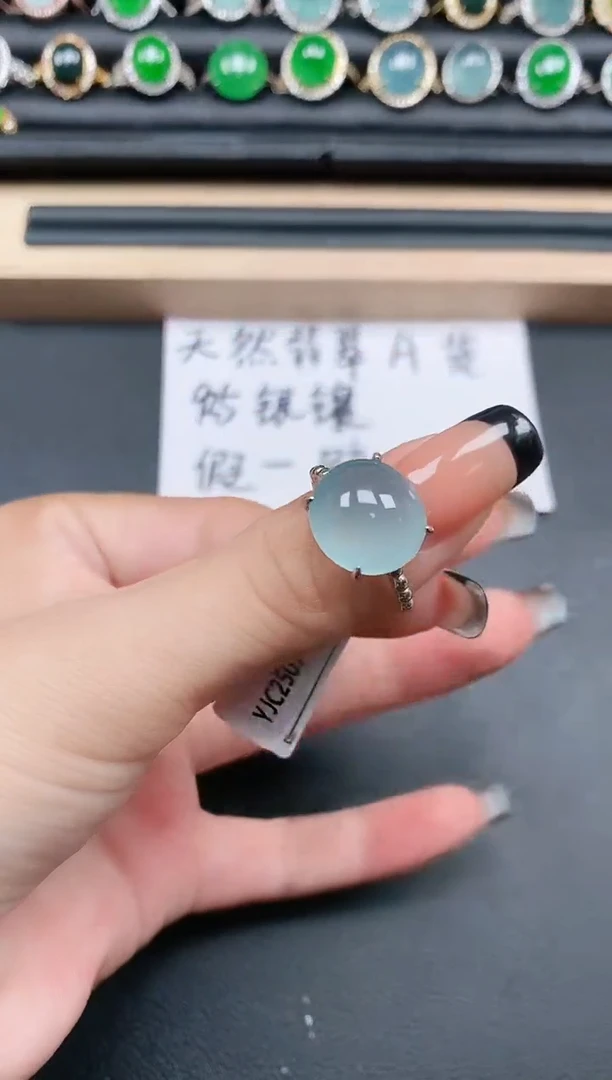 翡翠戒指银S925镶嵌111