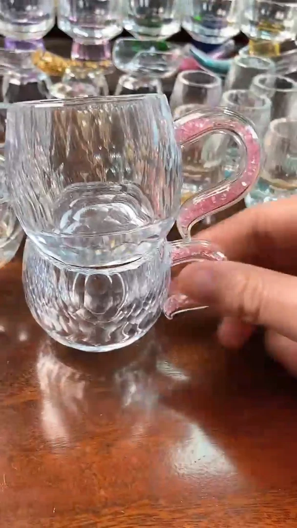 【闪购商品】玺宴新款水晶弯把小茶碗粉钻2个装