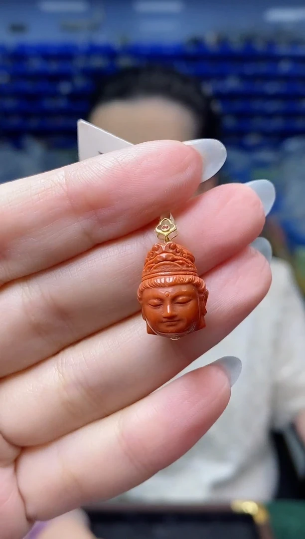 南红玛瑙18K金镶嵌吊坠(不含链)DZ3278