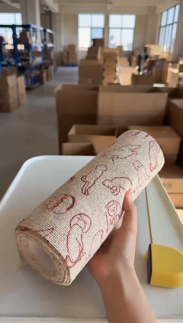 瓷片红色瑜伽猫周抛手撕抹布