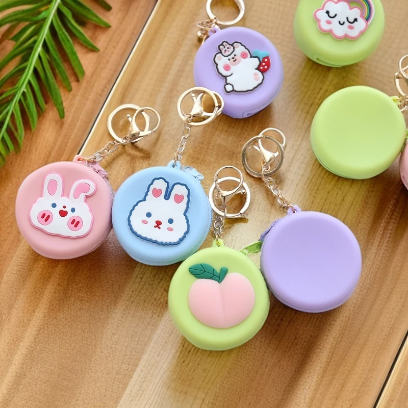 新款卡通圆形硅胶零钱包韩国ins风可爱硬币收纳包女士钱包钥匙包