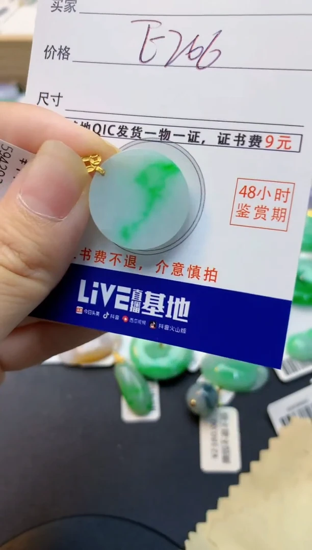 颈饰18K金镶嵌翡翠天然缅甸A货翡翠百元以上9元证书费自理