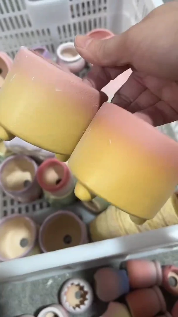 ?***～麦饭石粗陶多肉花盆微瑕两个