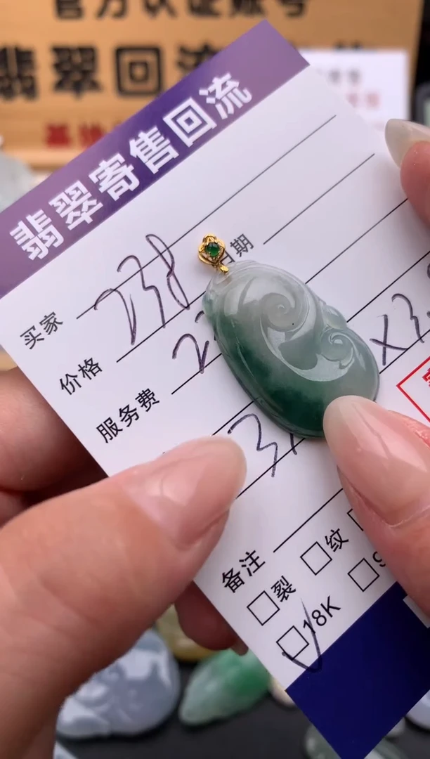 翡翠18K金镶嵌颈饰10135268