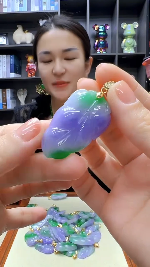 翡翠14K金镶嵌颈饰沉白diy劲饰