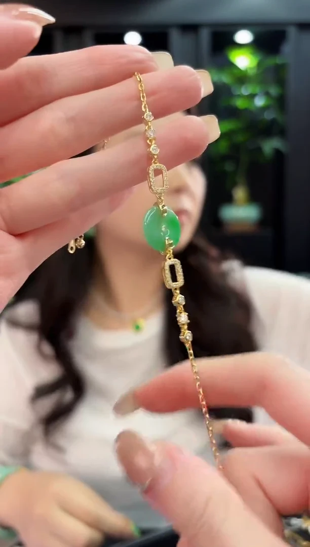 银S925镶嵌手链翡翠 缅料A货/支持复检/一件