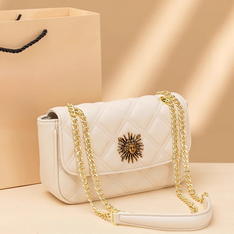 香港品牌菱格轻奢百搭女链条包女斜挎2024新款时尚单肩腋下小方包