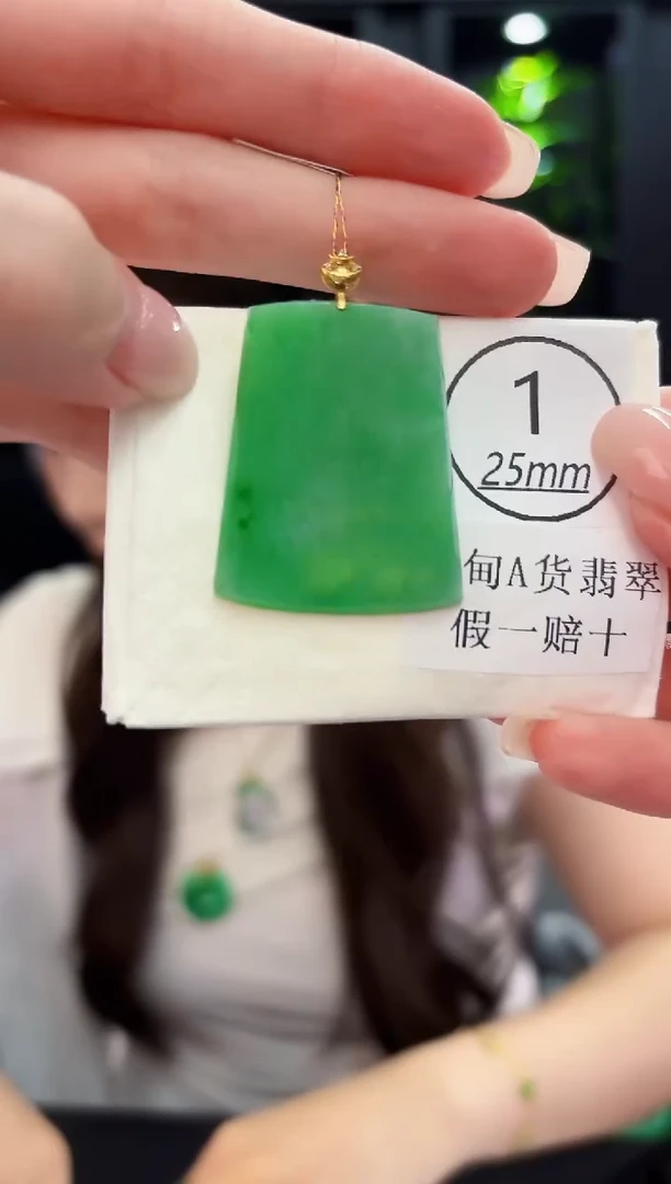 颈饰18K金镶嵌翡翠 缅料A货/支持复检/一件