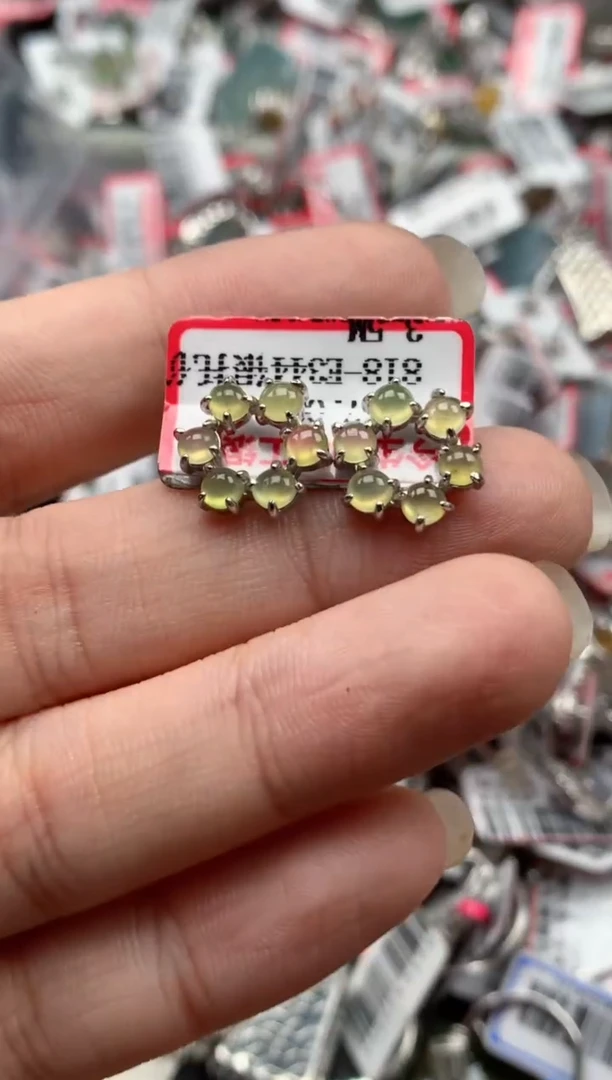 银S925镶嵌戒指翡翠天然A货缅甸翡翠