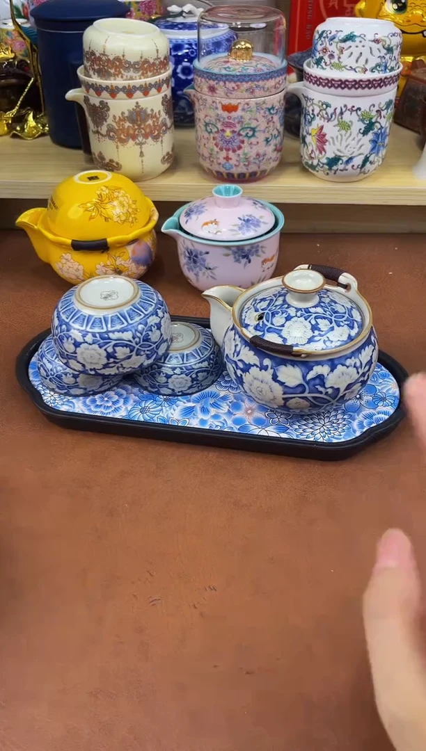 陶瓷茶具摆件旅行套组
