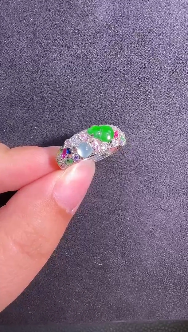 银S925镶嵌戒指翡翠戒指