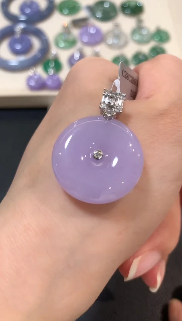 翡翠18K金镶嵌吊坠(不含链)b99紫色有色差不退换