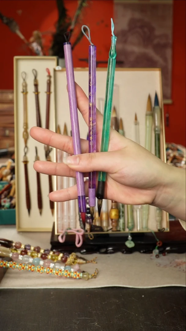 316号闪孤品高货毛笔链接 清水试笔 蘸墨不退