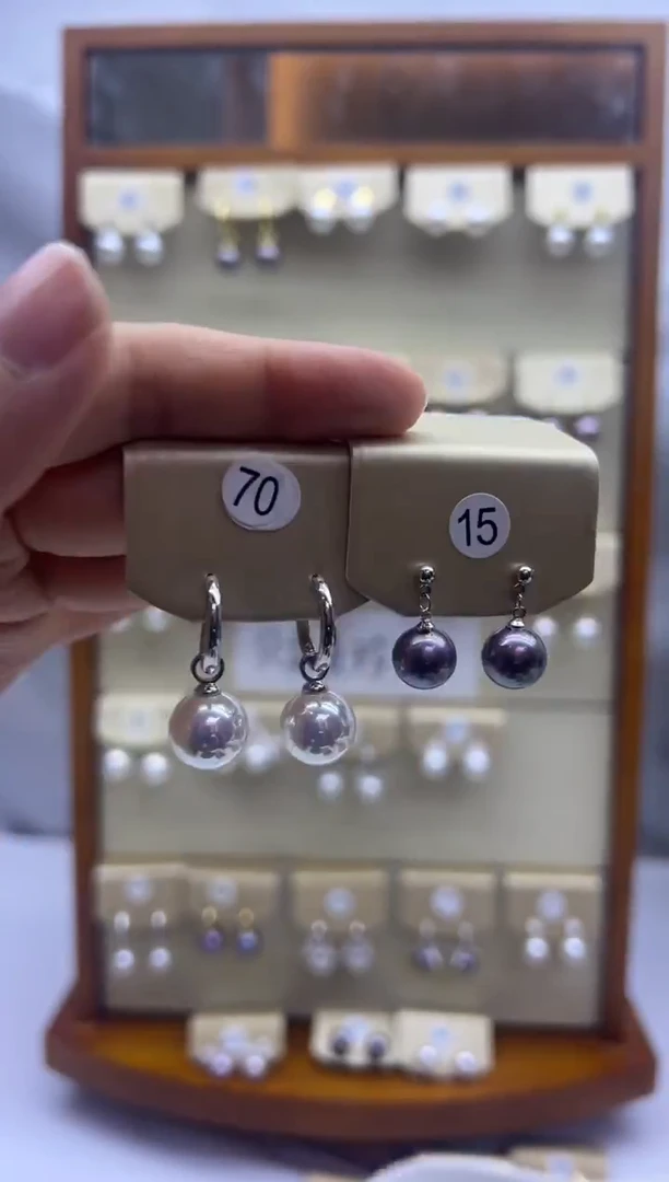 未镶嵌耳饰淡水珍珠70+15