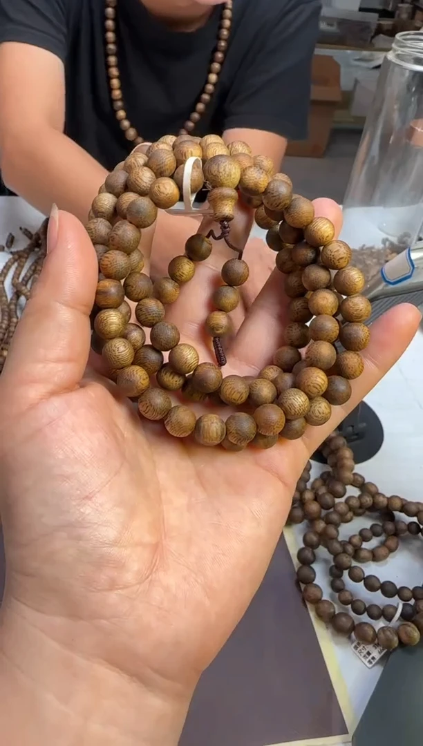 手串沉香陆河绿棋虫漏圆珠8mm27g+多样性发1