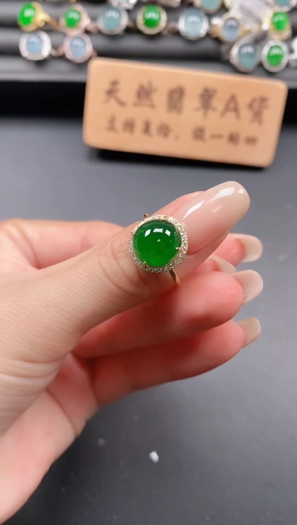 银S925镶嵌戒指翡翠111