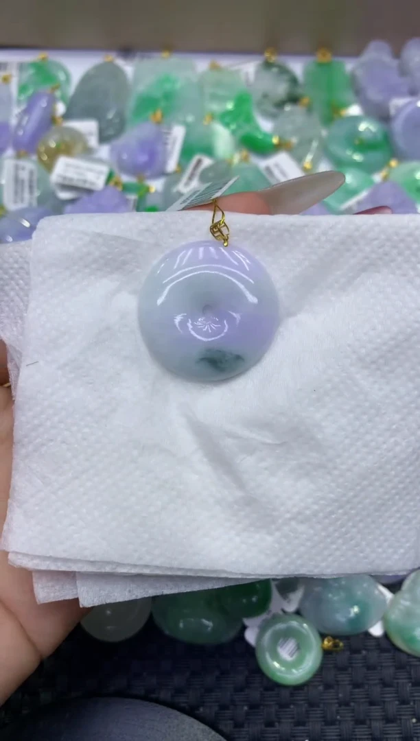 颈饰18K金镶嵌翡翠天然缅甸A货翡翠