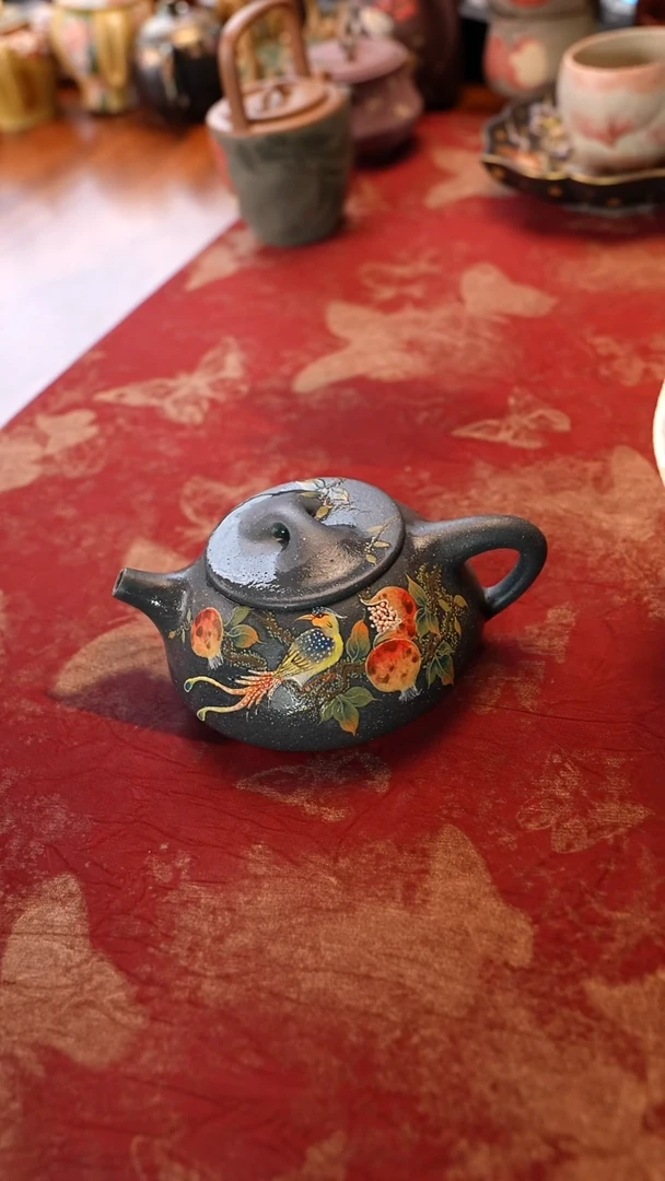茶壶紫砂粗砂荆州绿石瓢壶