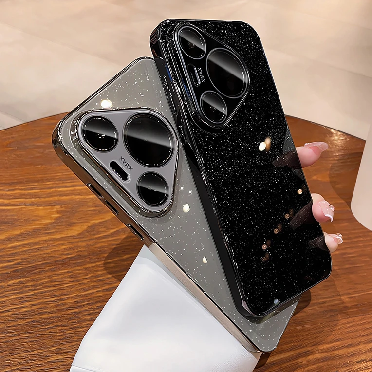 星河闪粉适用华为pura80Pro手机壳带镜头膜p70Pro+冰晶玻璃高级感