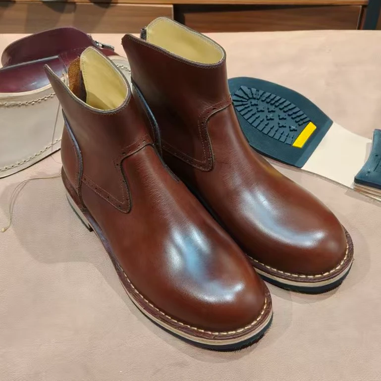 新款切尔西男鞋秋冬款全手工牛皮大底男靴