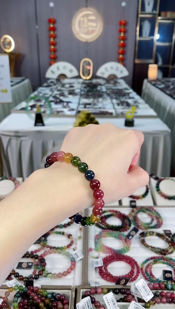 未镶嵌老矿碧玺彩虹单圈手串8mm+碧玺hon多样性发货一条
