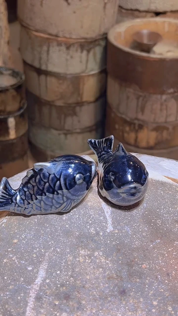 茶盏用****961鱼建盏茶宠 一对