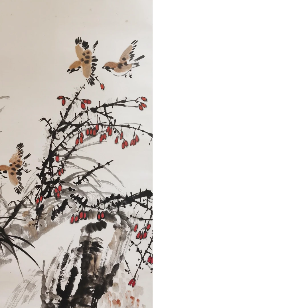 【辽拍】V250709-2-782《花鸟》（3.7平尺) 纸本镜片 ws1219