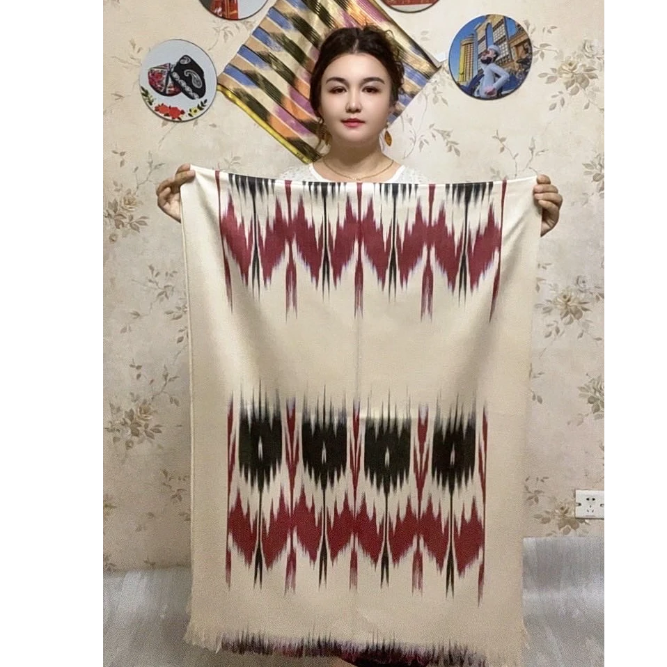 2025春季最新款新疆和田艾德莱斯围巾60*180cm纯棉