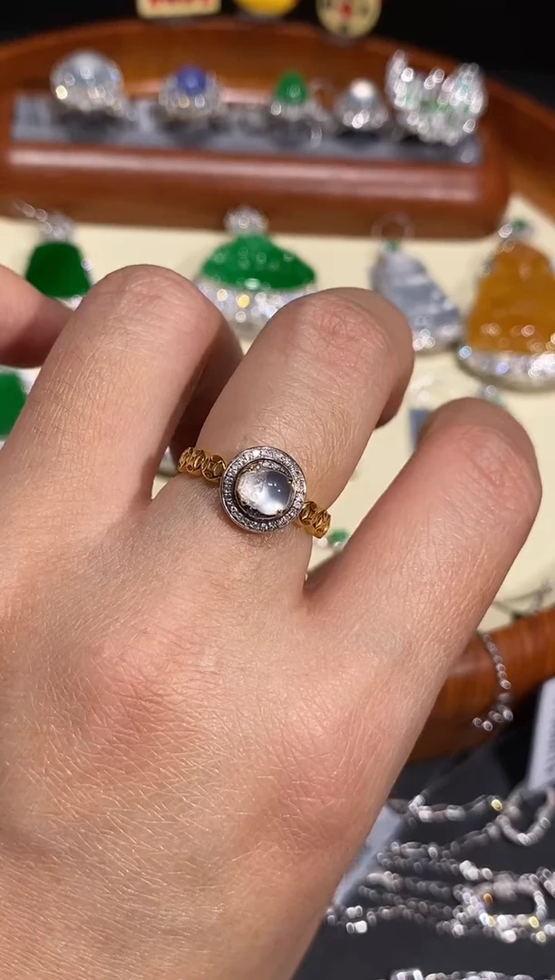 【闪购商品】翡翠戒指18K金镶嵌戒指