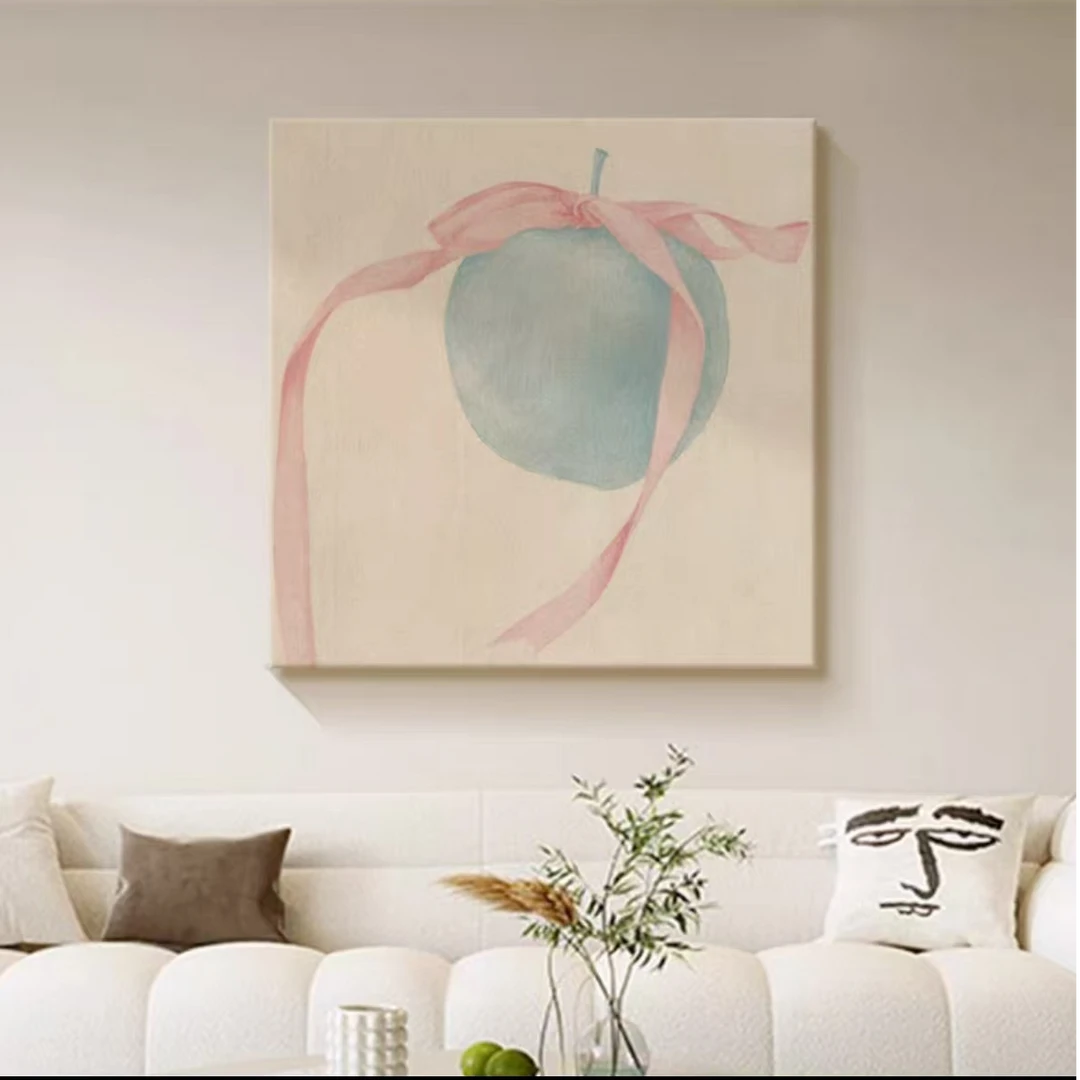 纯手♥绘无框油画《苹果》现代简约抽象侘寂风装饰画