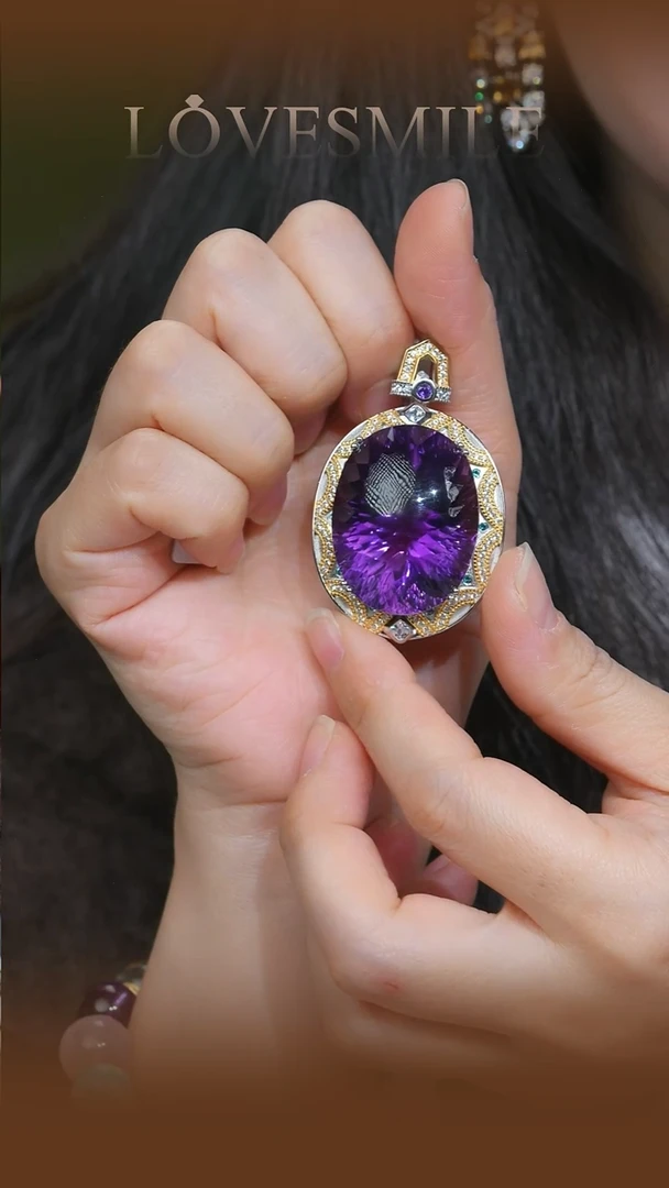 吊坠(不含链)银S925镶嵌紫晶98.5克拉，008