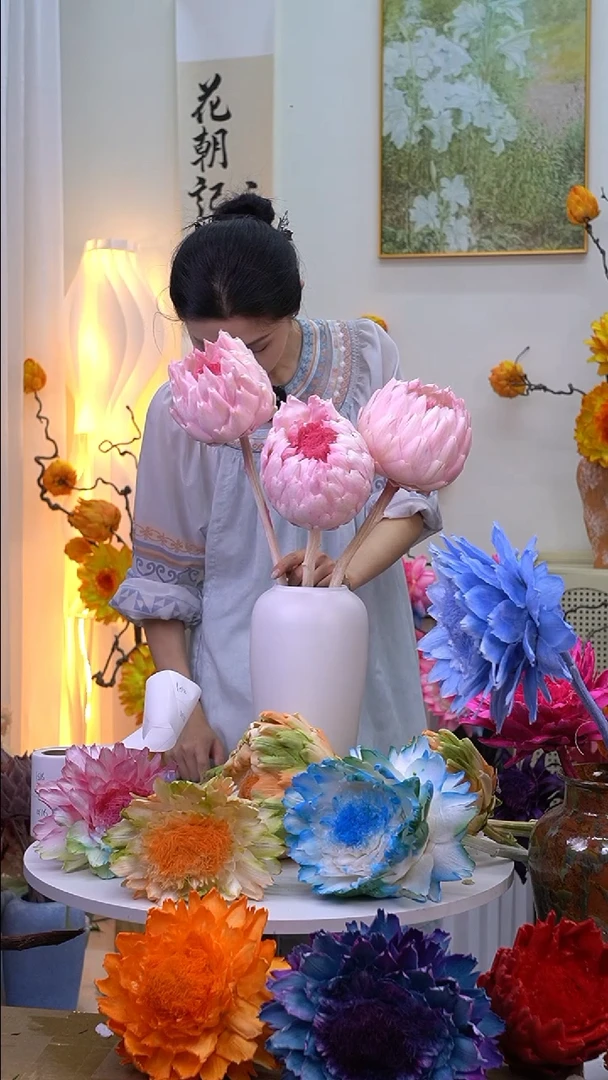 永生洋蓟桃夭3头【有染色点】8138