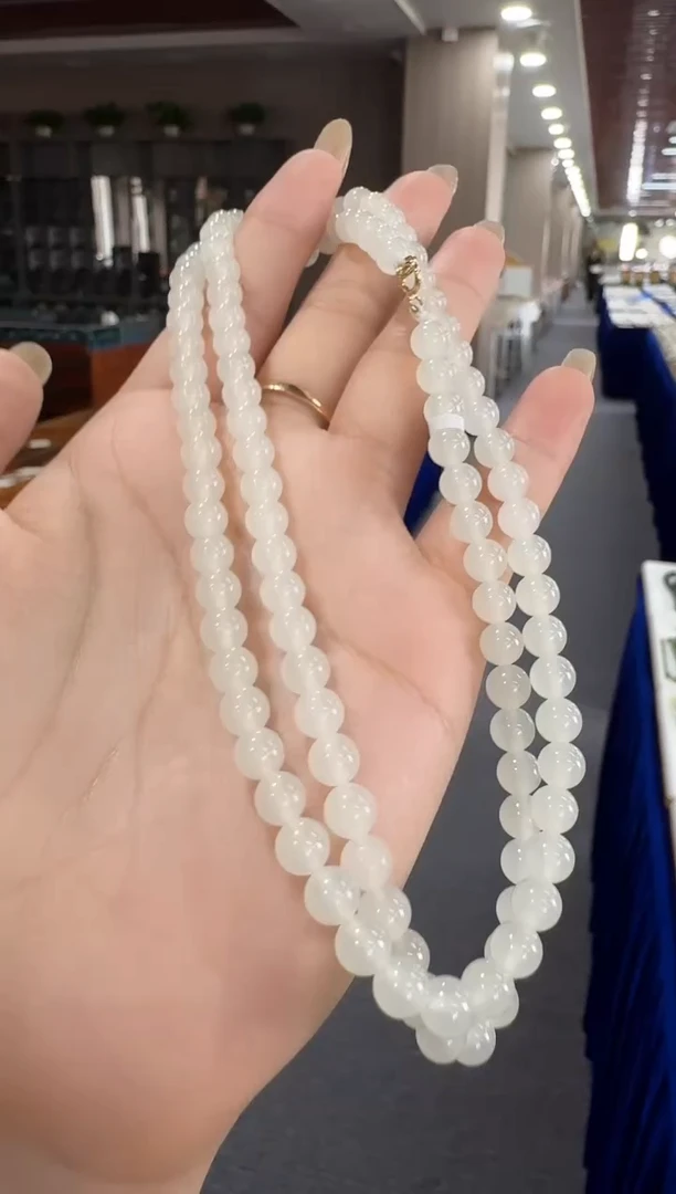 【倔老头精品】和田玉羊脂级项链108子项链多圈百搭长链