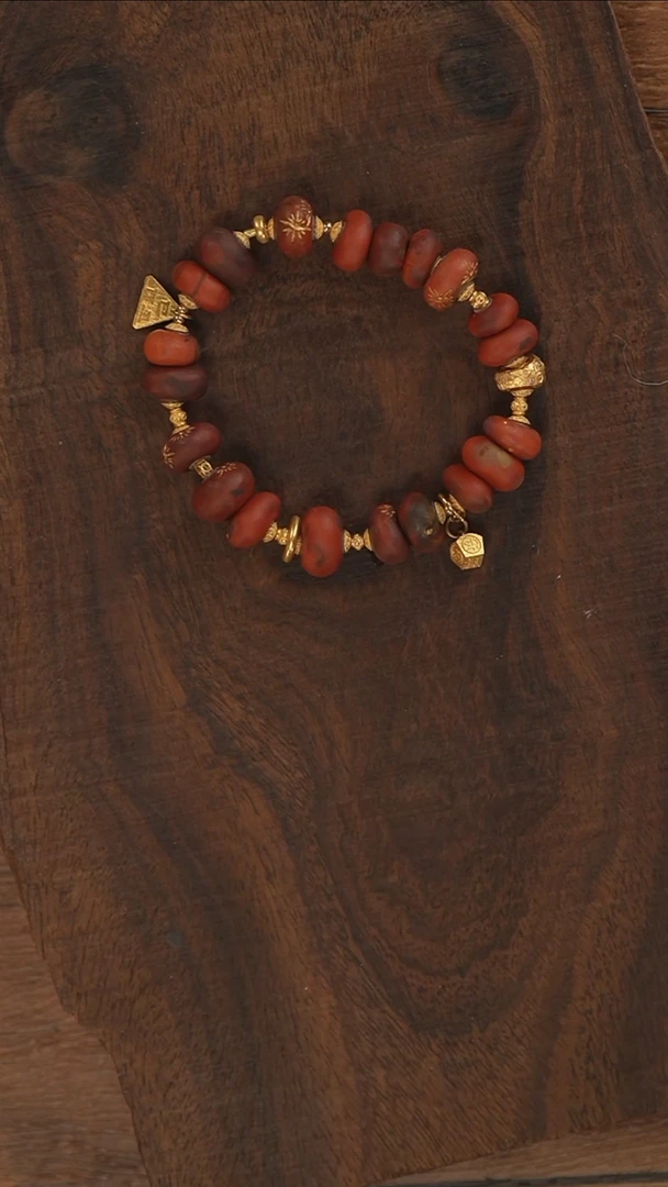 【闪购商品】南红玛瑙手串18K金镶嵌A3116-定制